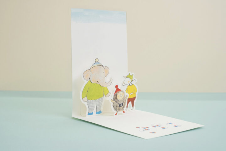 ポレポレゆきのなか　たしろちさと　大日本図書　絵本　ポップアップカード　しかけがみ