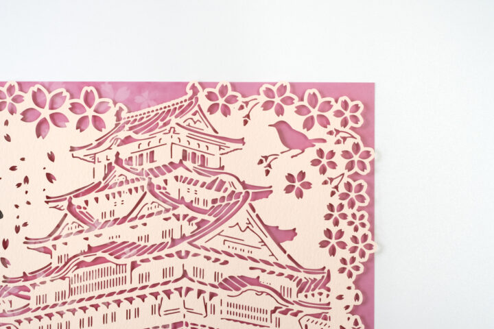 春　桜　姫路城　切り絵御朱印　兵庫　御城印　白鷺城